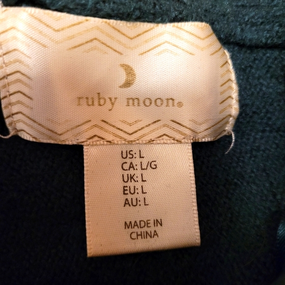 Ruby Moon Soft V-Neck Strappy Back Forest Green Pullover Sweater Sz Large EUC - Picture 6 of 7